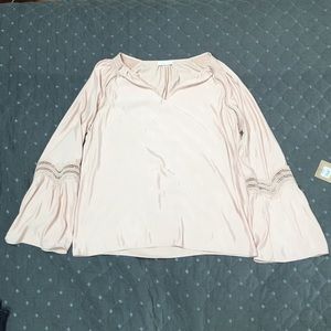 Ramy Brook New York Pink Wave Trim Blouse
